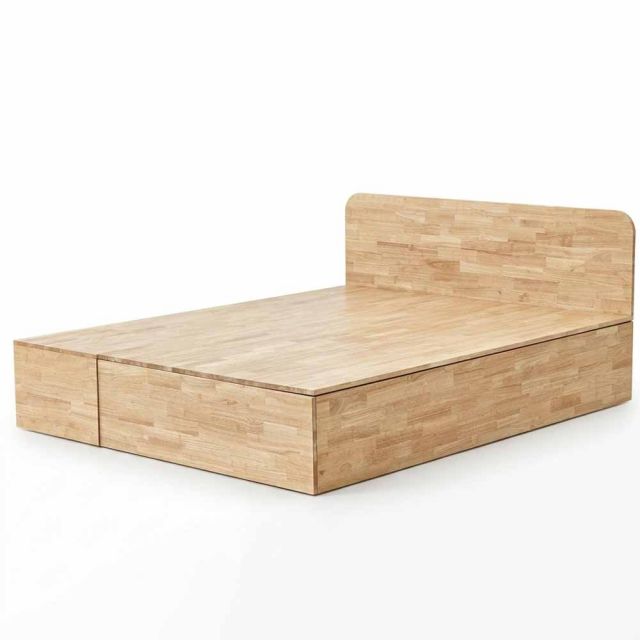 Giường ngủ cho nệm 160x200cm gỗ cao su có hộc kéo GN68080