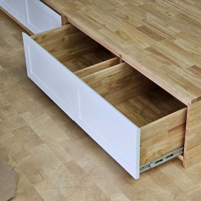 Giường ngủ cho nệm 160x200cm gỗ cao su có hộc kéo GN68080