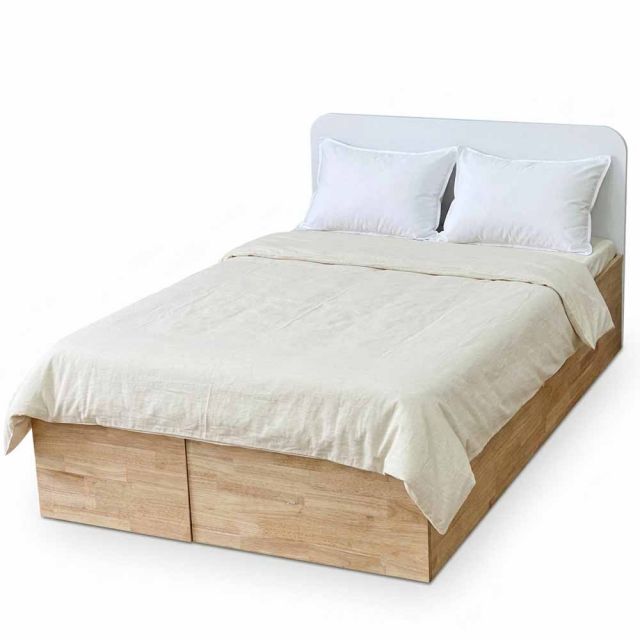 Giường ngủ cho nệm 120x200cm gỗ cao su có hộc kéo GN68079