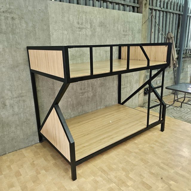 Giường 2 tầng nệm 120cm khung sắt gỗ plywood - GT027
