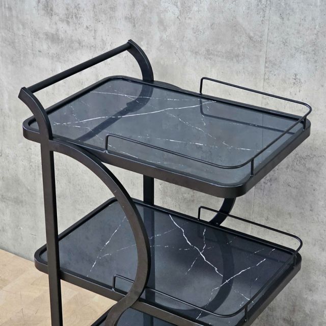 Xe đẩy rượu 3 tầng 40x54x85cm mặt đá SST034
