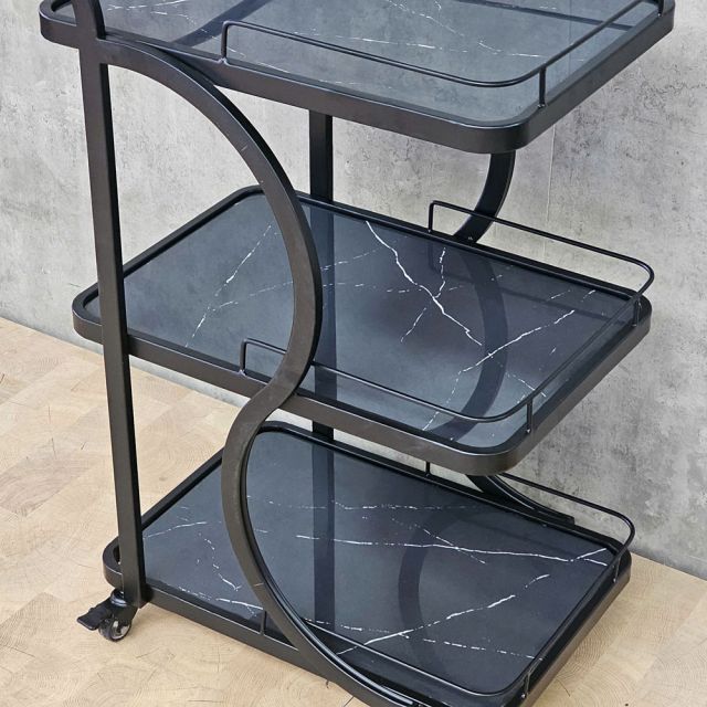 Xe đẩy rượu 3 tầng 40x54x85cm mặt đá SST034
