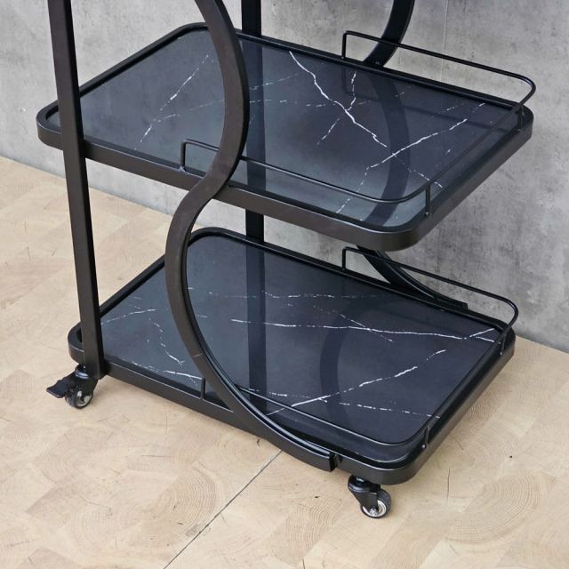 Xe đẩy rượu 3 tầng 40x54x85cm mặt đá SST034
