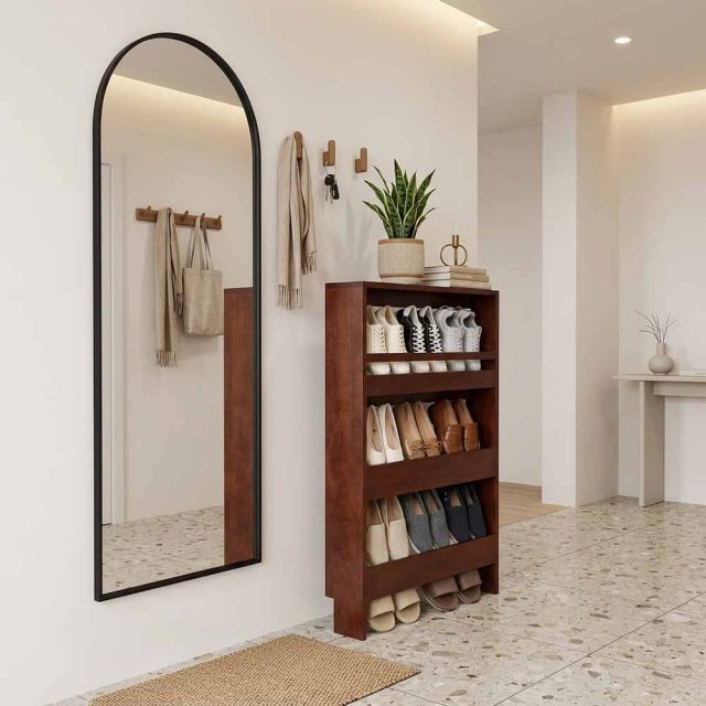 Kệ treo tường để giày dép 70x15x125cm gỗ cao su KG68131