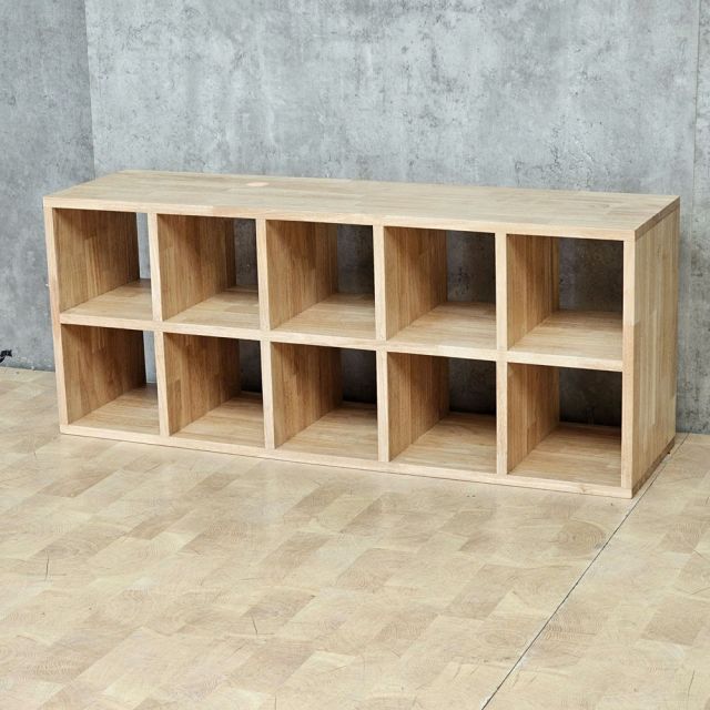 Kệ giày ô vuông 10 ngăn 110x30x45cm gỗ cao su KG68088