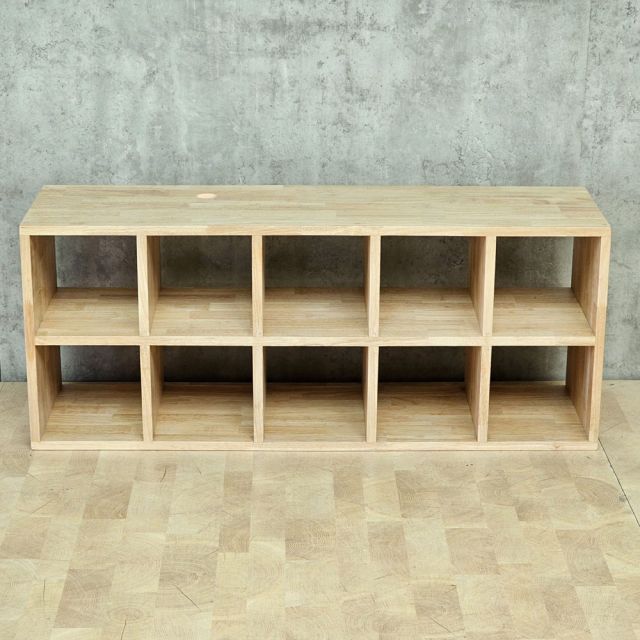Kệ giày ô vuông 10 ngăn 110x30x45cm gỗ cao su KG68088