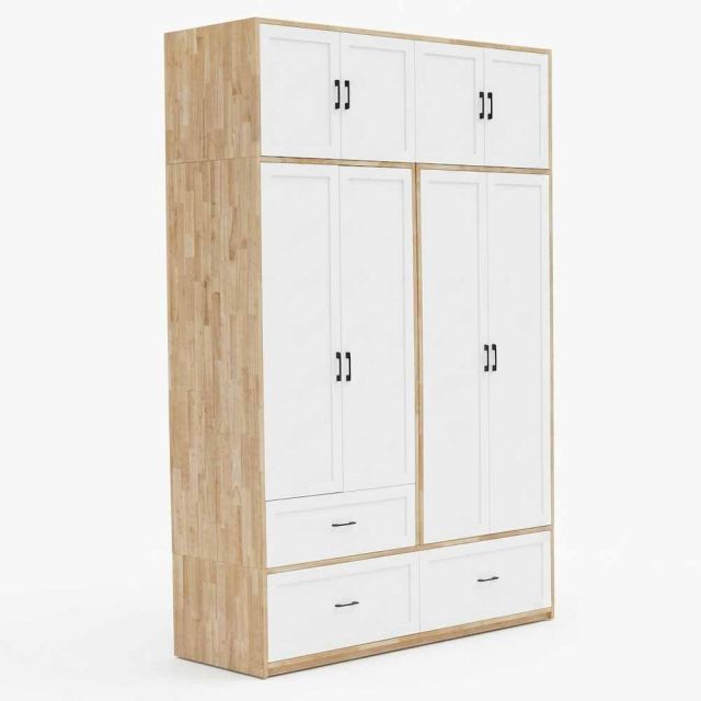 Tủ quần áo 160x55x240cm gỗ cao su TQA68106