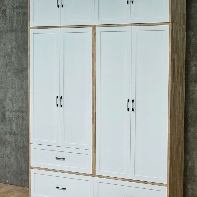 Tủ quần áo 160x55x240cm gỗ cao su TQA68106