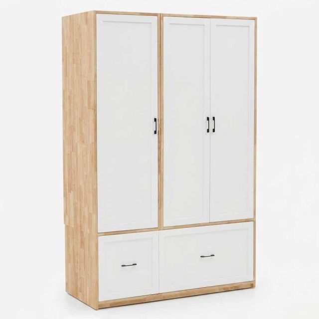 Tủ quần áo 130x55x200cm gỗ cao su TQA68105