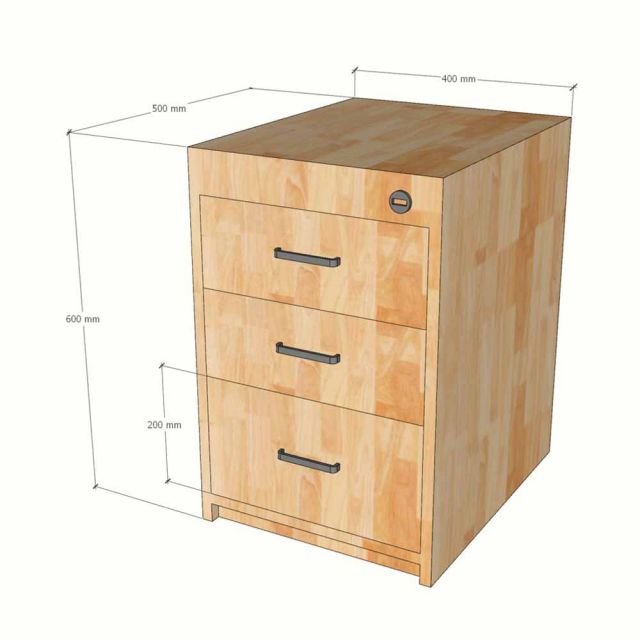 Tủ lưu trữ có khóa 50x40x60cm gỗ cao su TCN68103