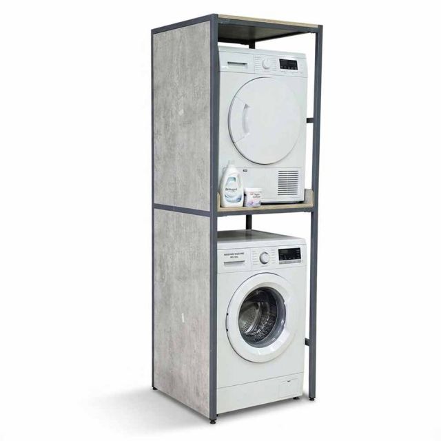 Kệ máy giặt máy sấy 72x69x214cm gỗ plywood chân sắt KMG68037