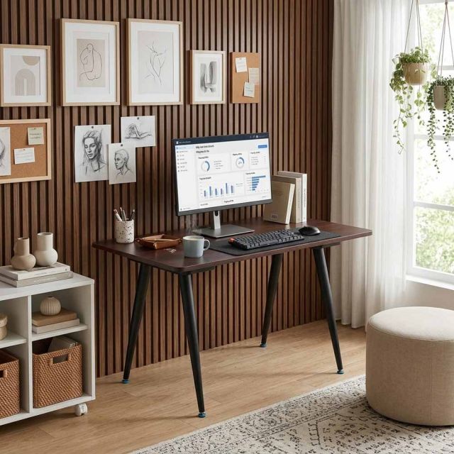 Bàn làm việc 110x50cm gỗ cao su chân hệ CONE HBCO088