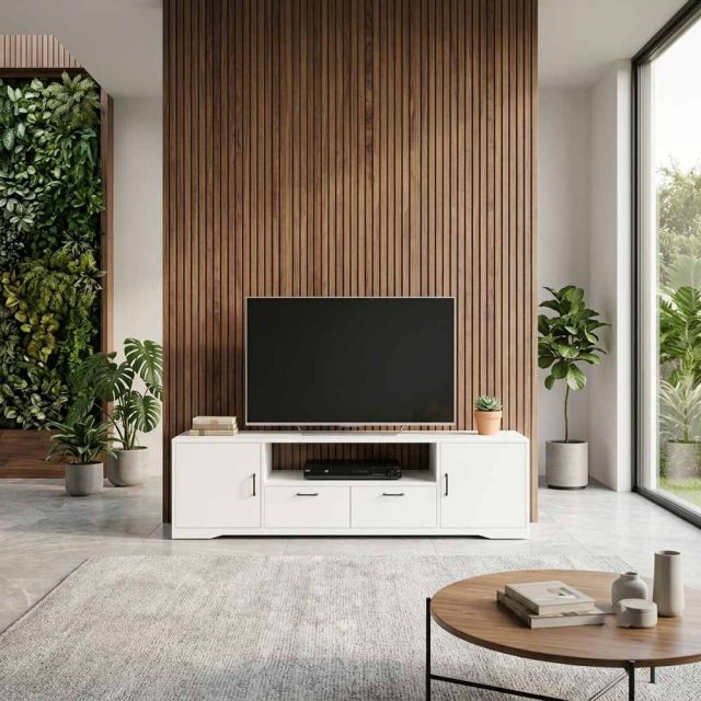 Kệ tivi BONN 180x45x50cm gỗ cao su KTV68143