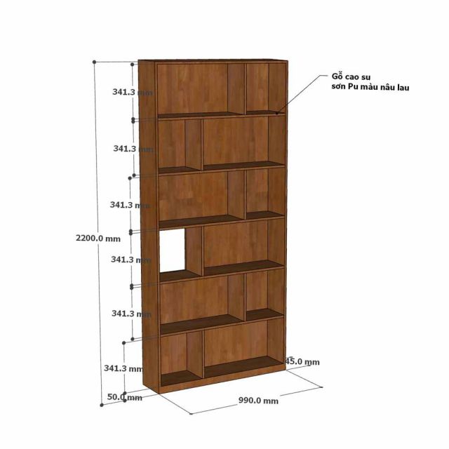Kệ trang trí 99x45x220cm gỗ cao su KGT68063