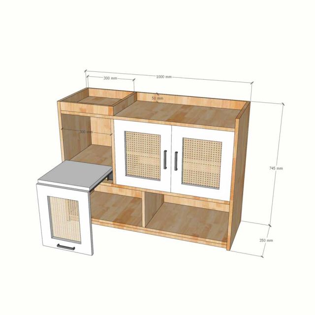 Tủ giày dép có ghế lật 100x35x74cm gỗ cao su KG68134