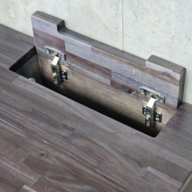 Bàn làm việc có hộp điện 160x70cm gỗ tràm chân hệ Rectang HBRT147