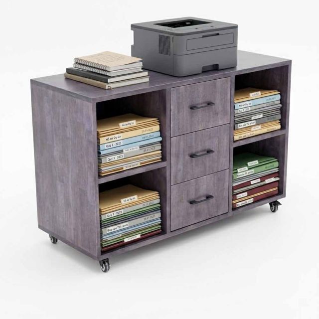 Tủ hồ sơ di động gỗ tự nhiên TCN68035