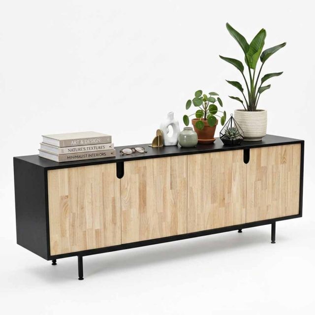 Tủ trang trí phòng khách 180x42x63cm gỗ cao su KTB68060