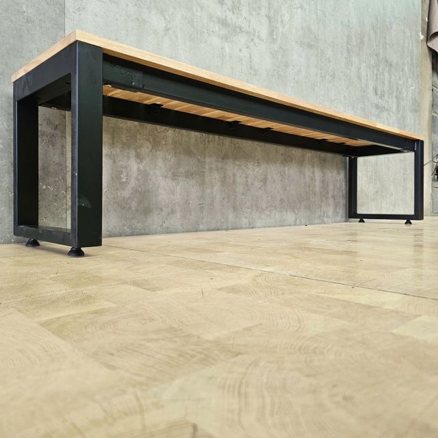 Ghế băng dài 165x35cm gỗ cao su chân sắt GBD084
