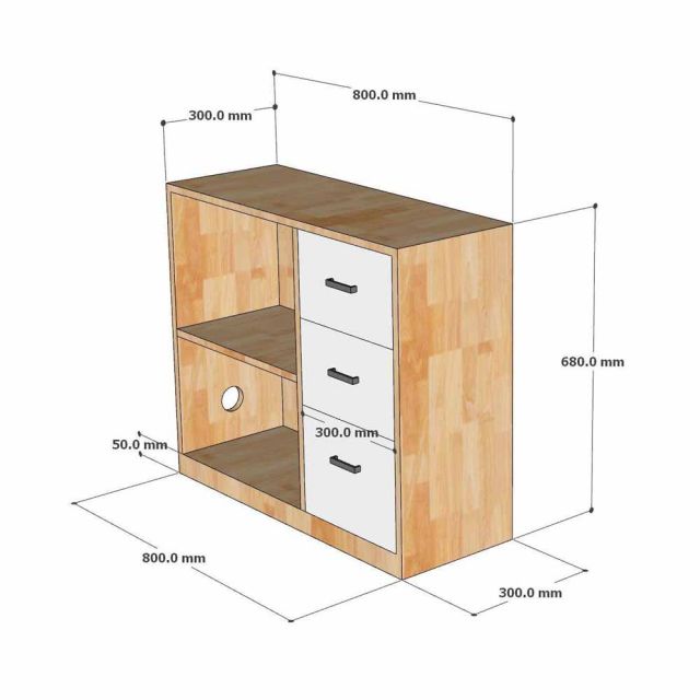 Kệ tủ 80x30x68cm gỗ cao su TCN68104
