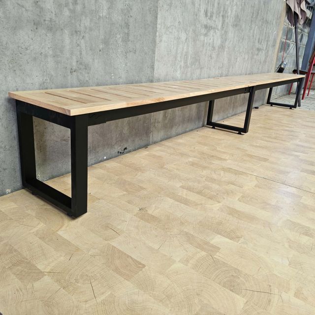 Ghế băng dài 165x35cm gỗ cao su chân sắt GBD084