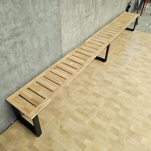 Ghế băng dài 165x35cm gỗ cao su chân sắt GBD084