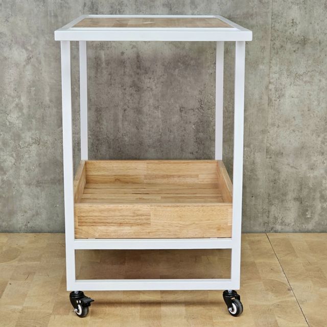 Bàn đảo bếp đa năng 95x50x75 gỗ cao su khung sắt KIS68002
