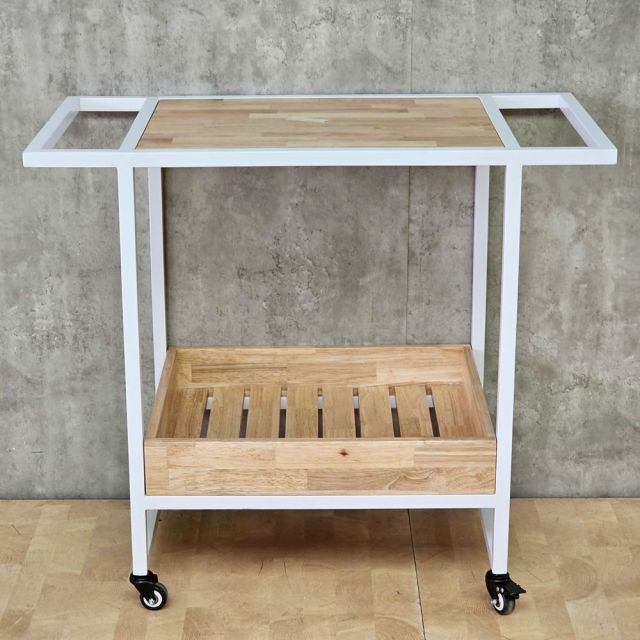 Bàn đảo bếp đa năng 95x50x75 gỗ cao su khung sắt KIS68002