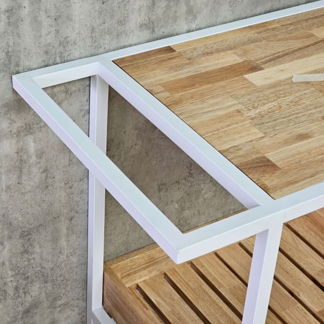 Bàn đảo bếp đa năng 95x50x75 gỗ cao su khung sắt KIS68002