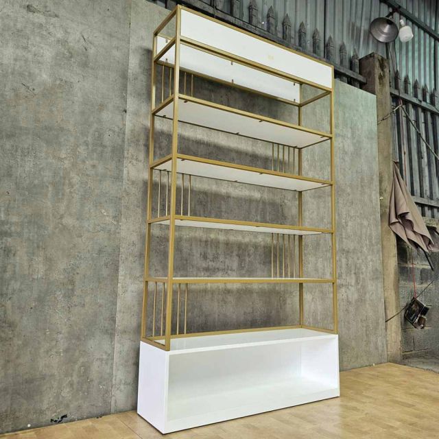Kệ trưng bày 120x32x215cm gỗ cao su khung sắt sơn tĩnh điện KTB68284