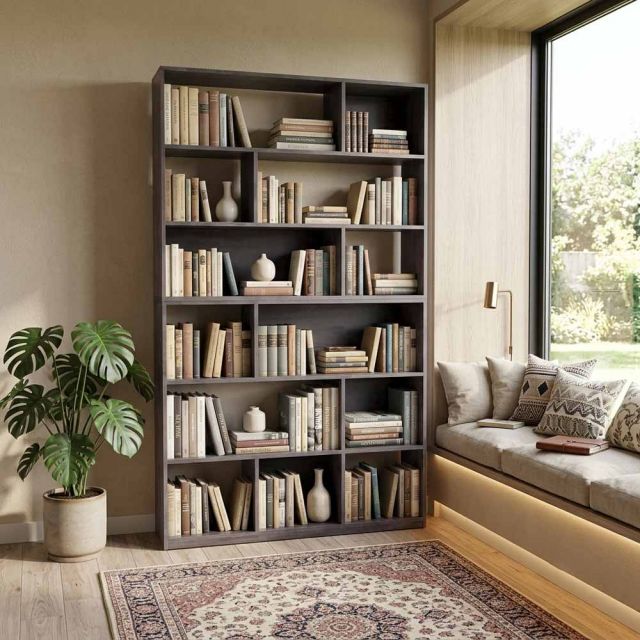 Kệ trang trí 130x30x220cm gỗ cao su KTT68092
