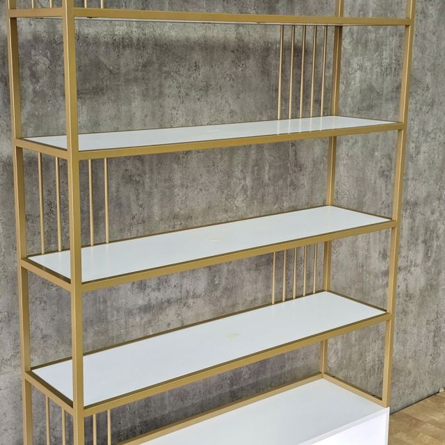 Kệ trưng bày 120x32x215cm gỗ cao su khung sắt sơn tĩnh điện KTB68284