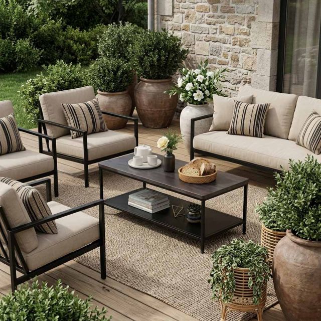 Bàn sofa 120x50x45cm gỗ tự nhiên chân sắt sơn tĩnh điện TT68379