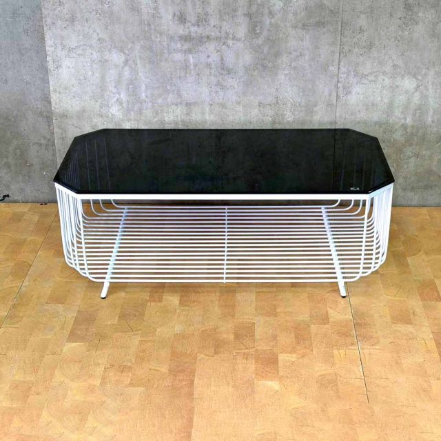 Bàn sofa chữ nhật 120x60x45(cm) mặt kính khung sắt tròn TT68195