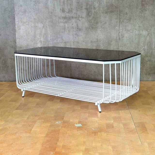 Bàn sofa chữ nhật 120x60x45(cm) mặt kính khung sắt tròn TT68195