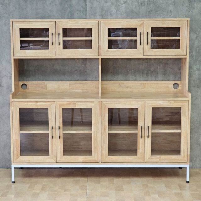 Tủ kệ nhà bếp đôi 160x45x140cm gỗ cao su KB68083