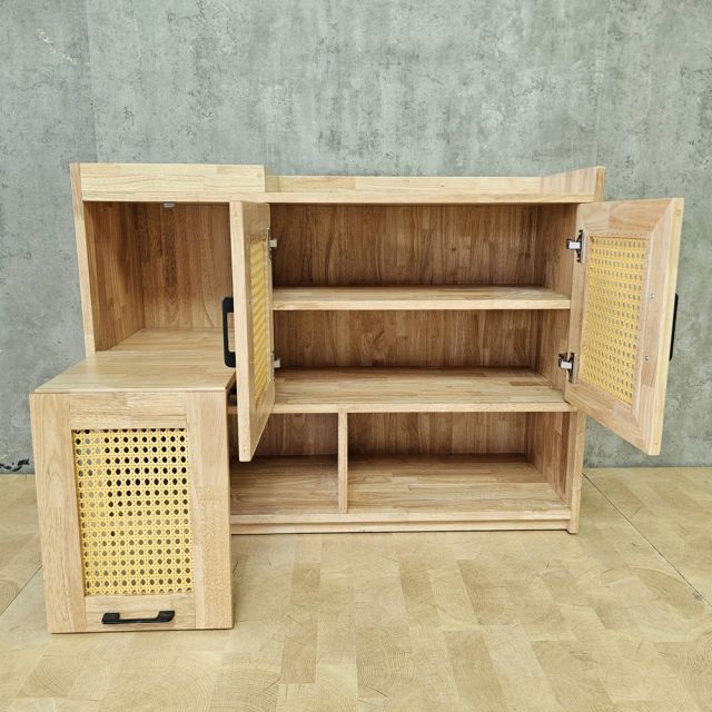 Tủ giày dép có ghế lật 100x35x74cm gỗ cao su KG68134