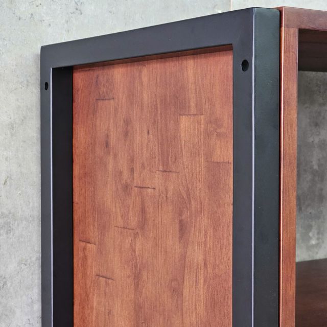 Tủ kệ trang trí 180x40x170cm gỗ cao su khung sắt sơn tĩnh điện KTT68093