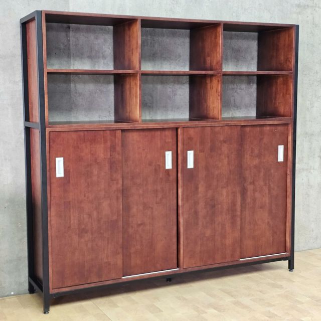 Tủ kệ trang trí 180x40x170cm gỗ cao su khung sắt sơn tĩnh điện KTT68093