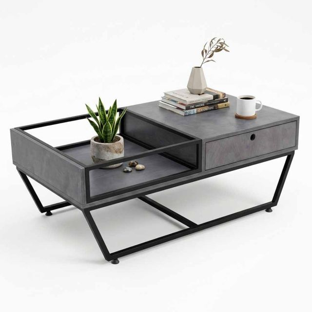 Bàn Sofa 110x60cm Plywood Venner Brich kết hợp khung sắt sơn tĩnh điện TT68380