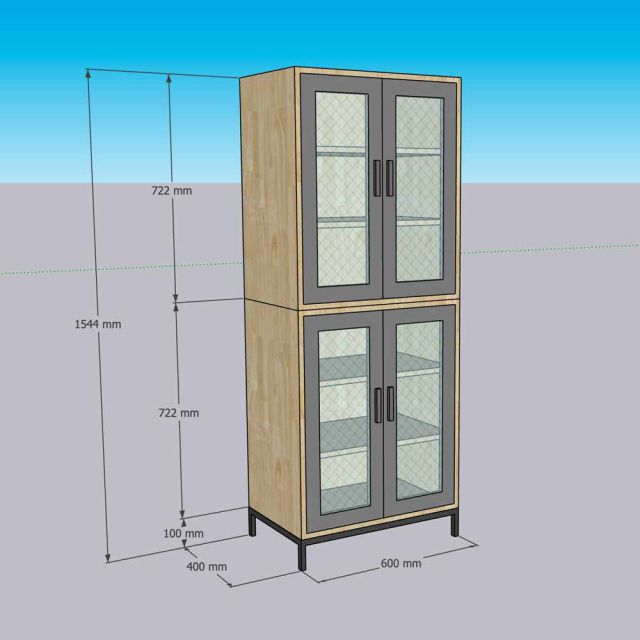 Tủ trang trí 60x40x150cm gỗ cao su chân sắt KTT68096