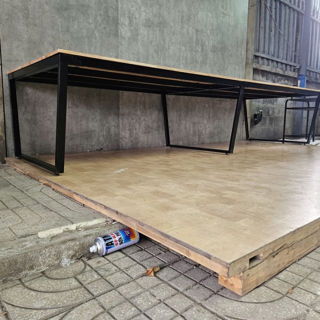 Bàn họp có hộp điện 360x120cm gỗ cao su hệ Trapez HBTC055