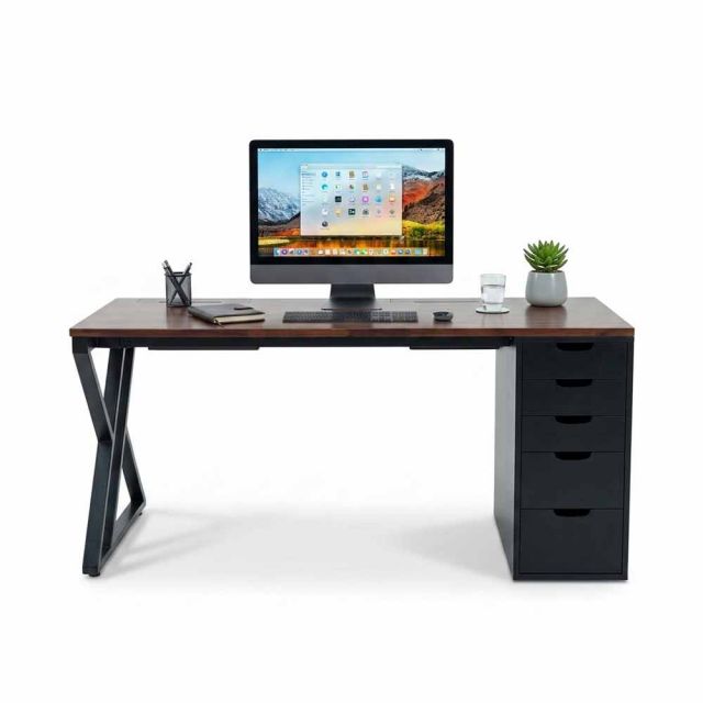 Bàn gác chân tủ có 2 hộp điện MELLIA 180x70cm gỗ tự nhiên BD68196