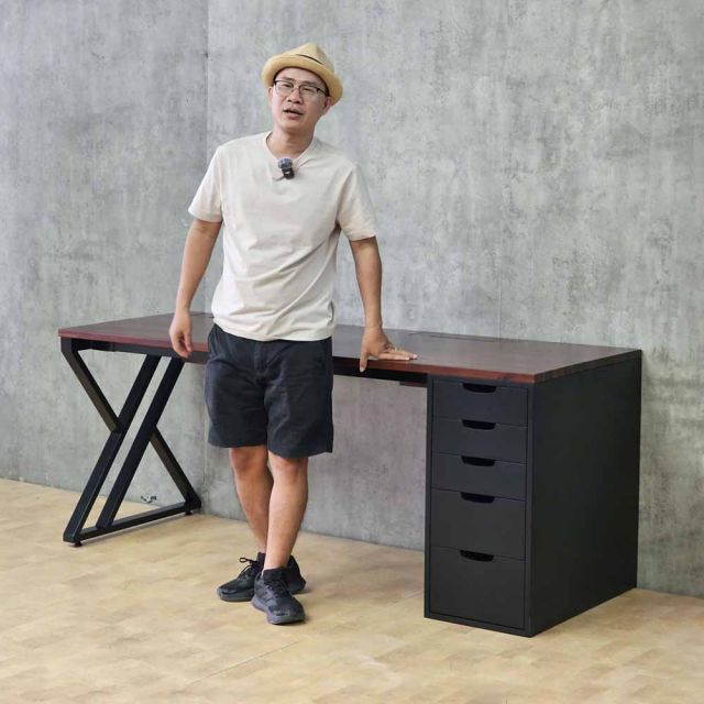 Bàn gác chân tủ có 2 hộp điện MELLIA 180x70cm gỗ tự nhiên BD68196