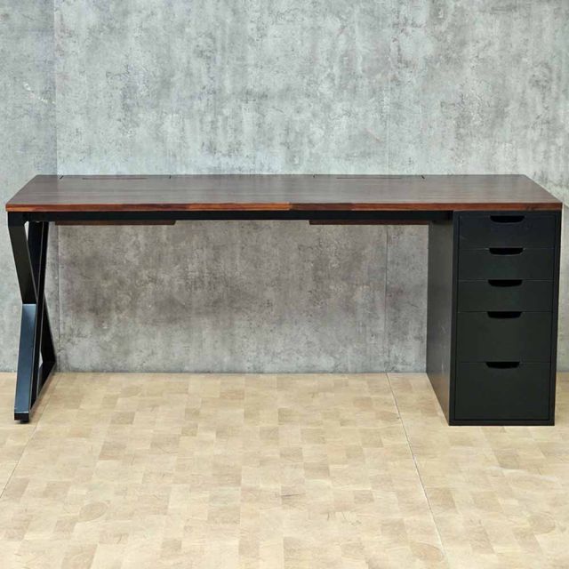 Bàn gác chân tủ có 2 hộp điện MELLIA 180x70cm gỗ tự nhiên BD68196