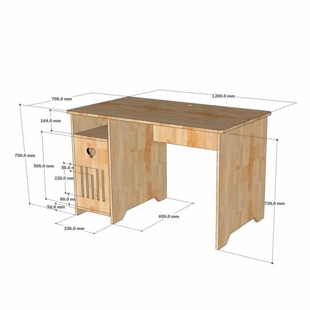 Bàn làm việc 120x70cm gỗ cao su BD68197