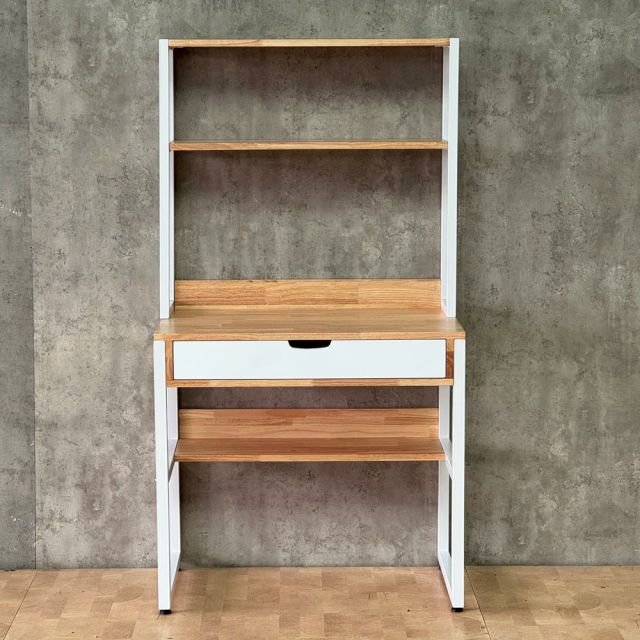 Bàn học liền kệ nhỏ 80x50x150cm gỗ cao su FD68085