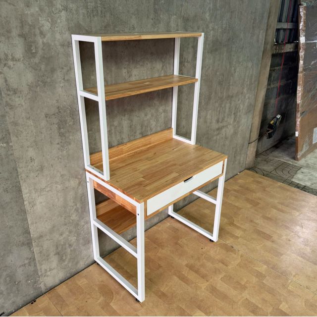 Bàn học liền kệ nhỏ 80x50x150cm gỗ cao su FD68085
