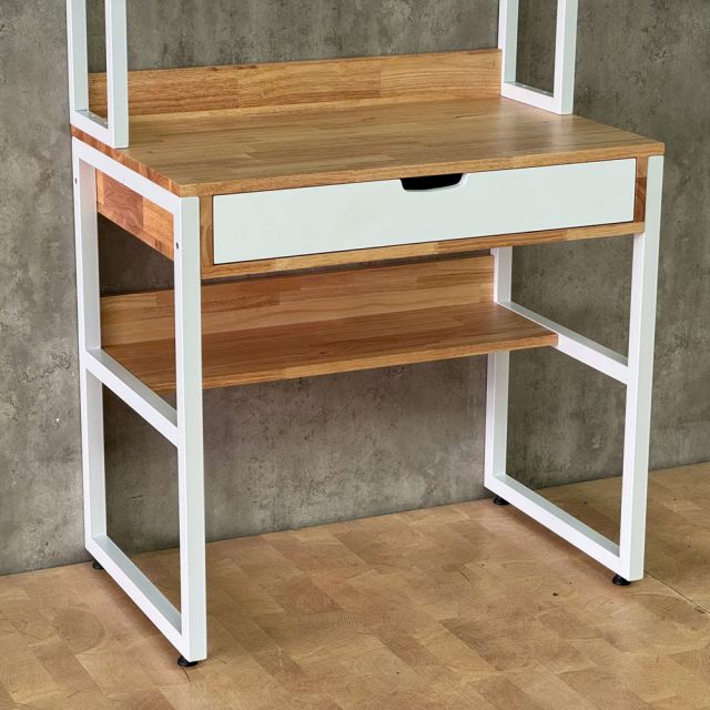 Bàn học liền kệ nhỏ 80x50x150cm gỗ cao su FD68085