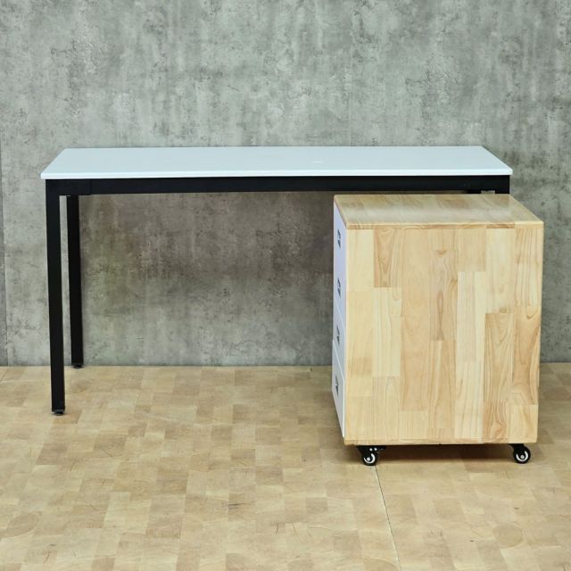 Bàn làm việc kết hợp tủ cá nhân di động 140x60x78cm gỗ cao su hệ UConcept HBUC073